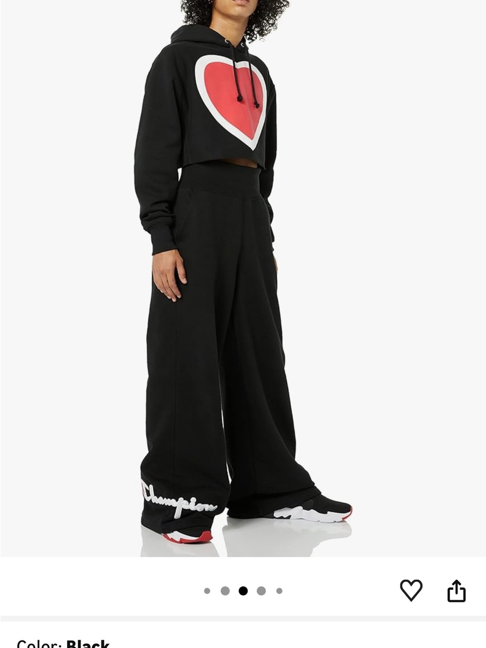 Champion Black Wide-Leg Logo Puddle Sweatpants